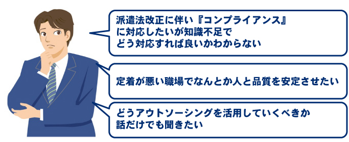 コンプライアンス　アウトソーシング　職場定着